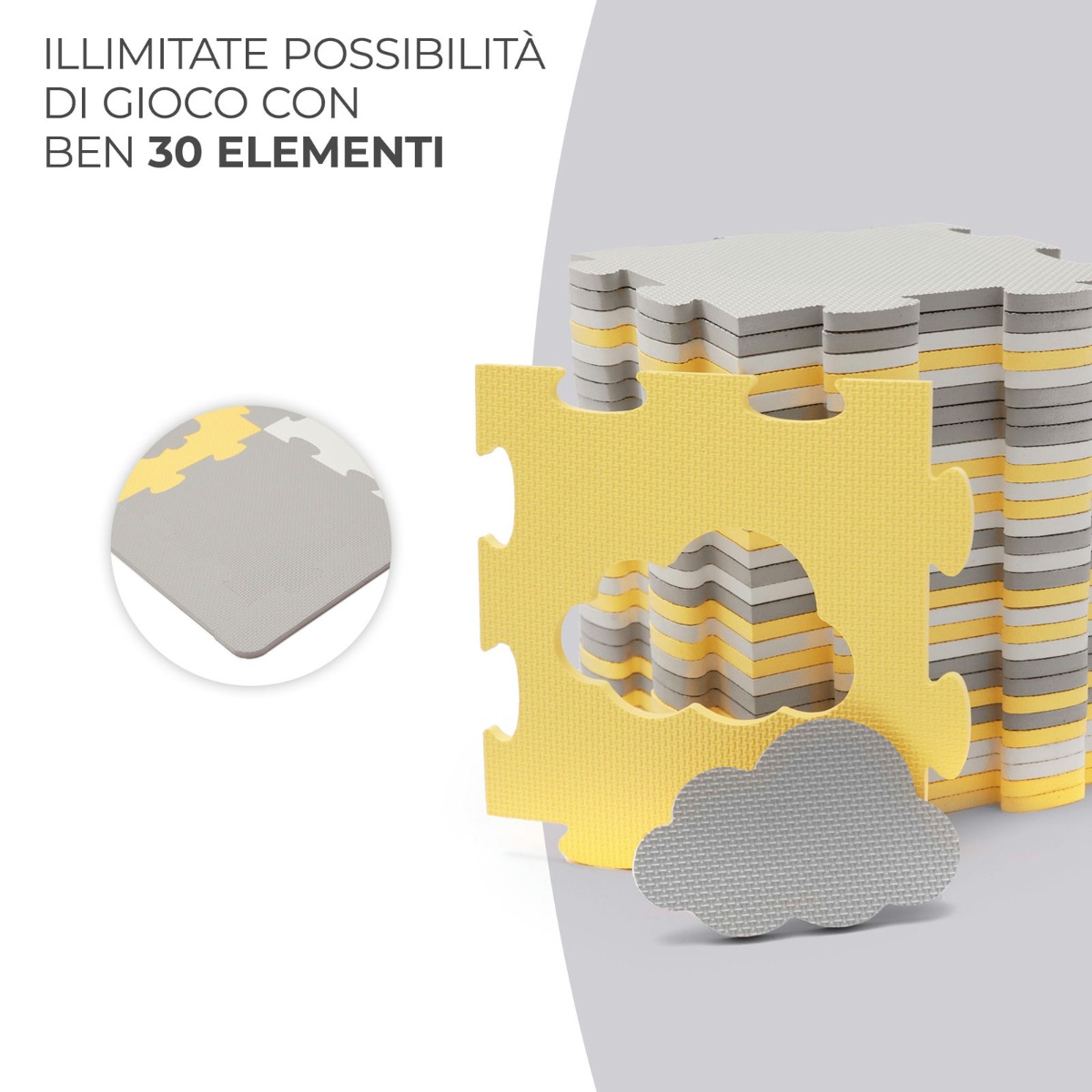Tappetino schiuma puzzle 3D LUNO SHAPES giallo